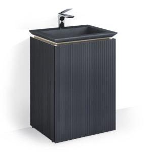 Тумба под раковину Jorno Stone 60 напольная с подсветкой антрацит