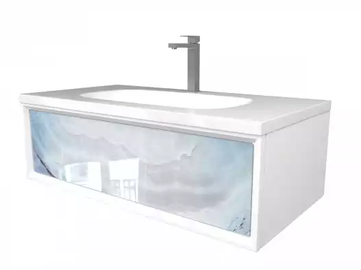 Тумба под раковину Marka One Milacco 100 1 ящик Blue marble верх