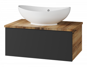 Тумба под раковину Misty Ива 70 подвесная графит/каштан