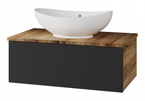 Тумба под раковину Misty Ива 80 подвесная графит/каштан
