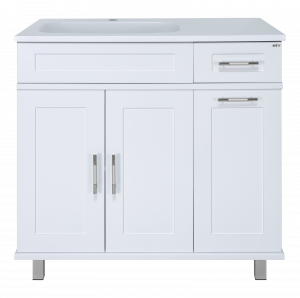 Тумба с раковиной Misty Купер 90 с корзиной белая левая