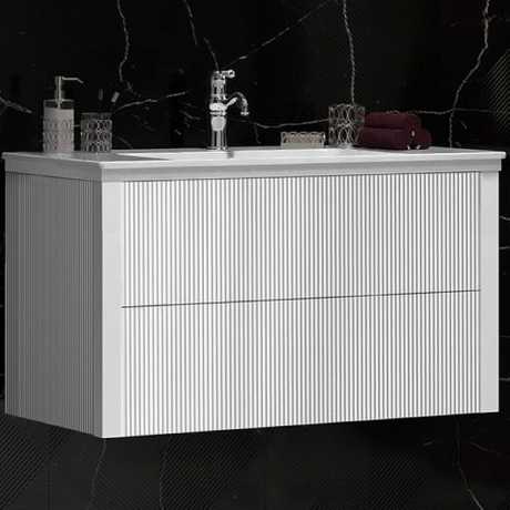 Тумба под раковину Opadiris Рубинно 90 подвесная белый глянец