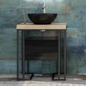 Тумба под раковину Velvex Gelou 45 подвесная черный глянец