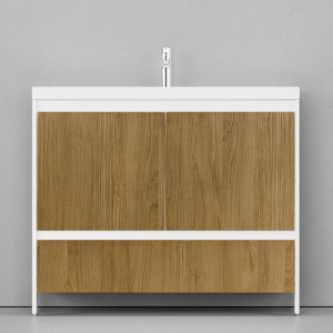 Тумба под раковину Velvex Klaufs 100 с 1 ящиком напольная белый/дерево