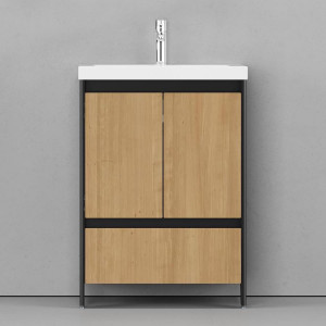 Тумба под раковину Velvex Klaufs 60 с 1 ящиком напольная черный/дерево