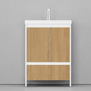 Тумба под раковину Velvex Klaufs 60 с 1 ящиком напольная дерево/белый