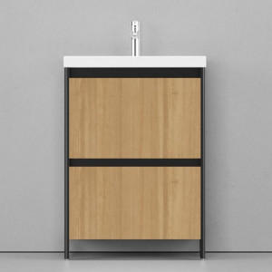 Тумба под раковину Velvex Klaufs 60 с 2 ящиками напольная черный/дерево