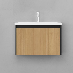 Тумба под раковину Velvex Klaufs 70 с 1 ящиком подвесная черный/дерево