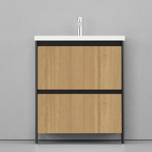 Тумба под раковину Velvex Klaufs 70 с 2 ящиками напольная черный/дерево