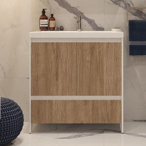 Тумба под раковину Velvex Klaufs 80 с 1 ящиком напольная белый/дерево