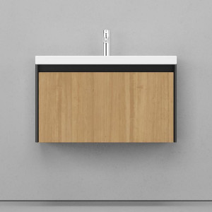 Тумба под раковину Velvex Klaufs 80 с 1 ящиком подвесная черный/дерево