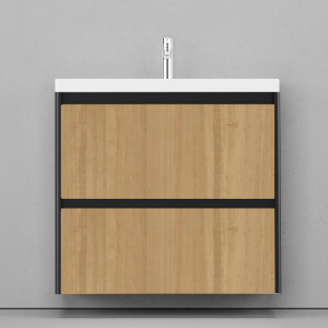 Тумба под раковину Velvex Klaufs 80 с 2 ящиками подвесная черный/дерево