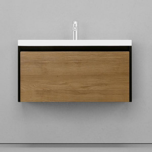 Тумба под раковину Velvex Klaufs 90 с 1 ящиком подвесная черный/дерево