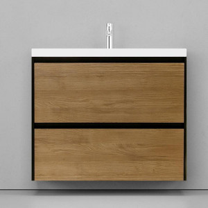 Тумба под раковину Velvex Klaufs 90 с 2 ящиками подвесная черный/дерево