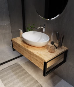 Тумба с раковиной-чашей 1Marka Grunge Loft 100 1 ящик дуб вотан