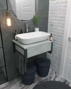 Тумба с раковиной-чашей 1Marka Grunge Loft 60 1 ящик бетон светлый