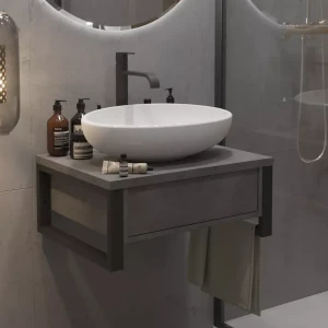 Тумба с раковиной-чашей 1Marka Grunge Loft 60 1 ящик бетон темно-серый