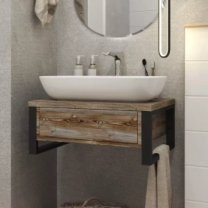 Тумба с раковиной-чашей 1Marka Grunge Loft 60 1 ящик дуб намибия