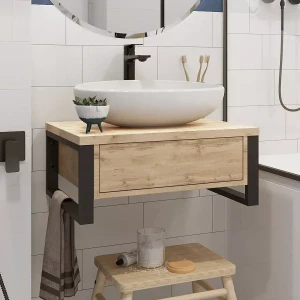 Тумба с раковиной-чашей 1Marka Grunge Loft 60 1 ящик дуб вотан