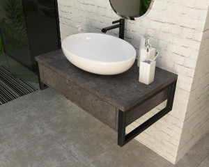 Тумба с раковиной-чашей 1Marka Grunge Loft 70 1 ящик бетон темно-серый