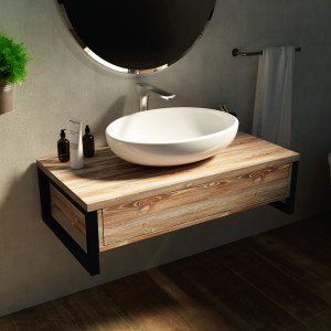 Тумба с раковиной-чашей 1Marka Grunge Loft 70 1 ящик дуб намибия