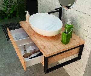 Тумба с раковиной-чашей 1Marka Grunge Loft 80 1 ящик дуб вотан