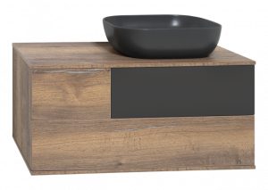 Тумба с раковиной-чашей Misty Коломбо 100 2 ящика подвесная дуб галифакс антрацит правая