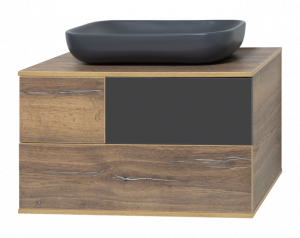 Тумба с раковиной-чашей Misty Коломбо 80 2 ящика подвесная дуб галифакс антрацит