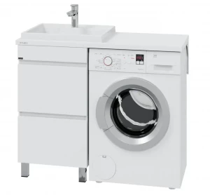 Тумба с раковиной над стиральной машинкой СанТа Марс 48 2 ящика напольная левая