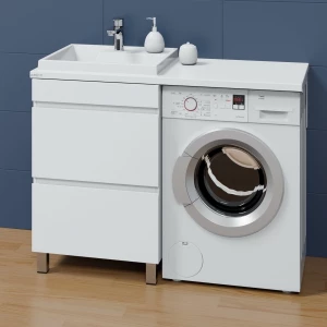 Тумба с раковиной над стиральной машинкой СанТа Марс 69 2 ящика напольная левая