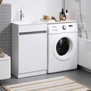 Тумба с раковиной над стиральной машиной Aqwella Forma 115 L с корзиной