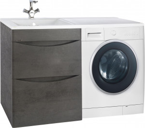 Тумба с раковиной над стиральной машиной Bellezza Олиссия 120 L серая