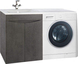 Тумба с раковиной над стиральной машиной Bellezza Олиссия 120 L серая напольная