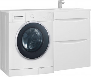 Тумба с раковиной над стиральной машиной Bellezza Олиссия 120 R белая, 2 ящика