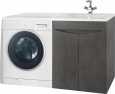Тумба с раковиной над стиральной машиной Bellezza Олиссия 120 R серая напольная