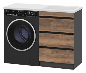 Тумба с раковиной над стиральной машиной Misty Коломбо 60 напольная дуб галифакс/антрацит