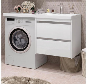 Тумба с раковиной над стиральной машиной Opadiris Фреш 120 R белый