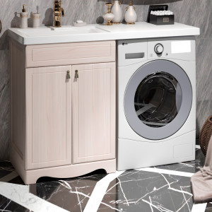 Тумба с раковиной над стиральной машиной Opadiris Клио 120 беленый бук