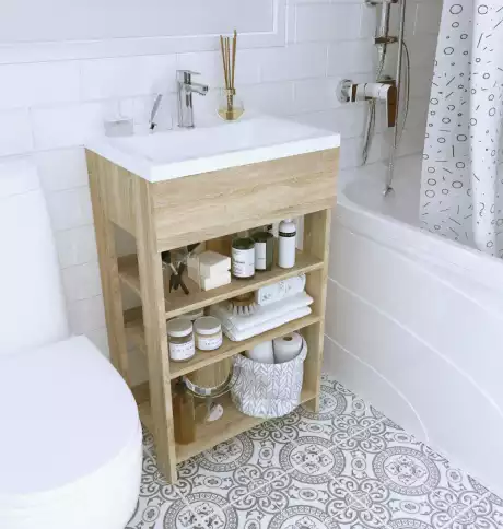 Тумба с раковиной 1Marka Revo 50 3 полки дуб сонома