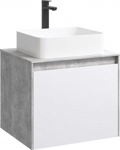 Тумба с раковиной Aqwella 5 stars Mobi 60 бетон светлый, белая