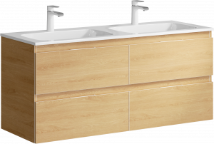 Тумба с раковиной Aqwella Accent 120 подвесная с 4 ящ. дуб золотой