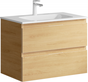 Тумба с раковиной Aqwella Accent 75 подвесная с 2 ящ. дуб золотой