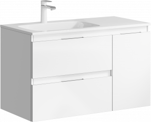Тумба с раковиной Aqwella Accent 90 подвесная 2 ящ. 1 дверь белая левая