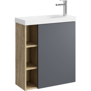 Тумба с раковиной Aqwella Alba 60  дуб давос фасад серый правая