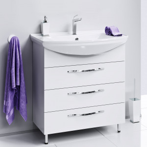 Тумба с раковиной Aqwella Аллегро 75 с 3 ящиками