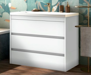 Тумба с раковиной Art&Max Family 100 напольная с тремя ящиками Bianco Lucido