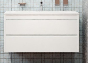 Тумба с раковиной Art&Max Family 100 подвесная с двумя ящиками Bianco Lucido