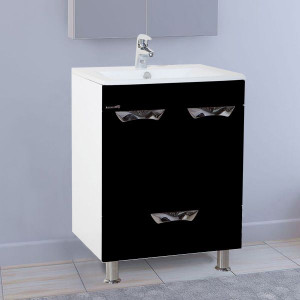 Тумба с раковиной Bellezza Альфа 55 черная с нижним ящиком