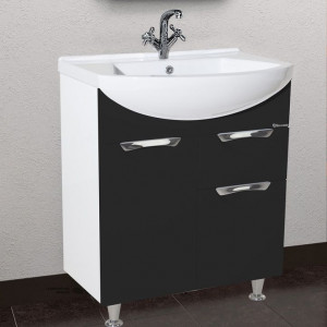 Тумба с раковиной Bellezza Альфа 65 черная с ящиком