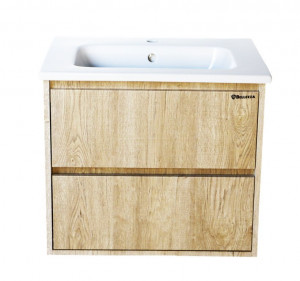 Тумба с раковиной Bellezza Лоренцо 60 подвесная с 2 ящ. дуб светлый